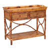 Antique Tortoise Rattan Serving Console