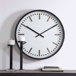 wall clock dark brown nailhead detail round
