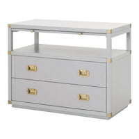 Unique grey dresser with gold accessories