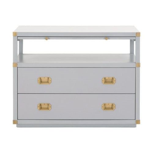 Unique grey dresser with gold accessories