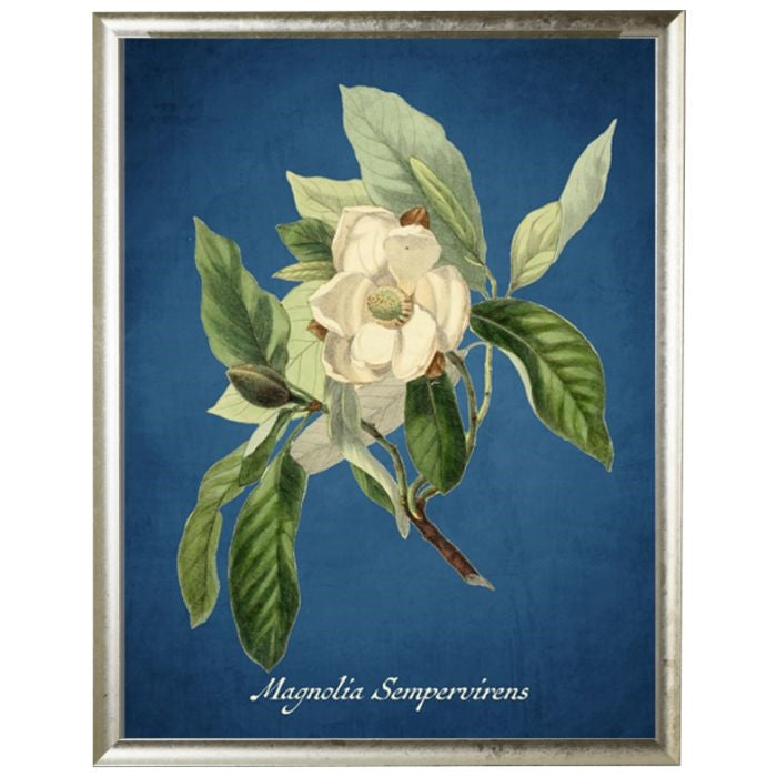 Magnolia Floral Wall Art on Navy