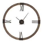 round wall clock floating dial natural stain