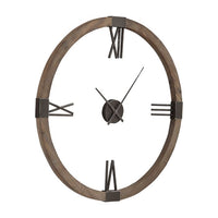 round wall clock floating dial natural stain
