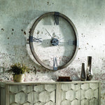 round wall clock floating dial natural stain
