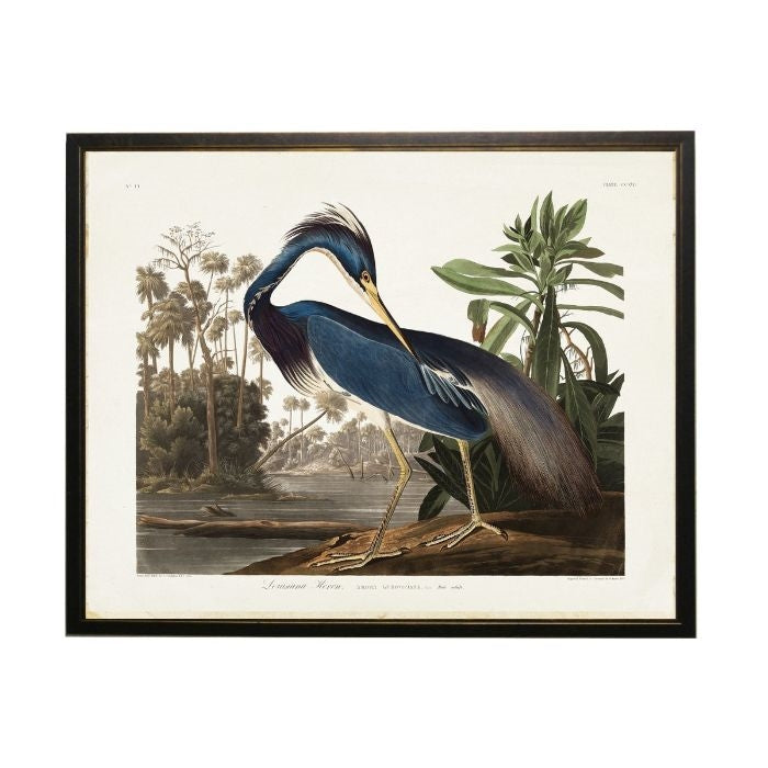 framed wall art navy heron coastal