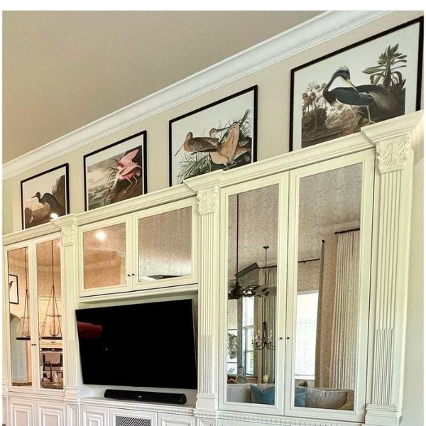 framed wall art navy heron coastal