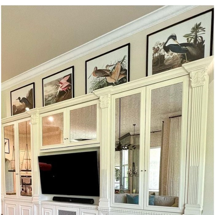 framed wall art navy heron coastal