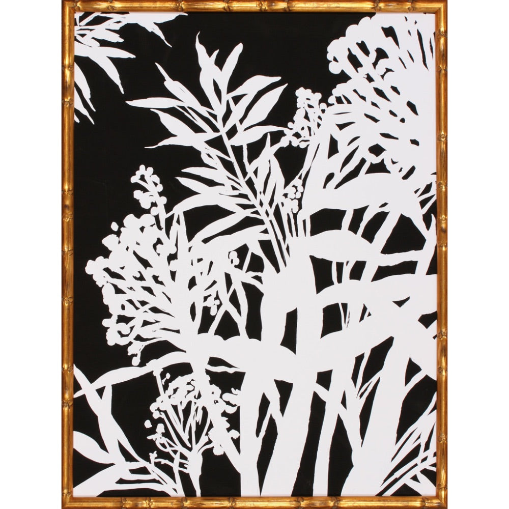 nature black white foliage wall art