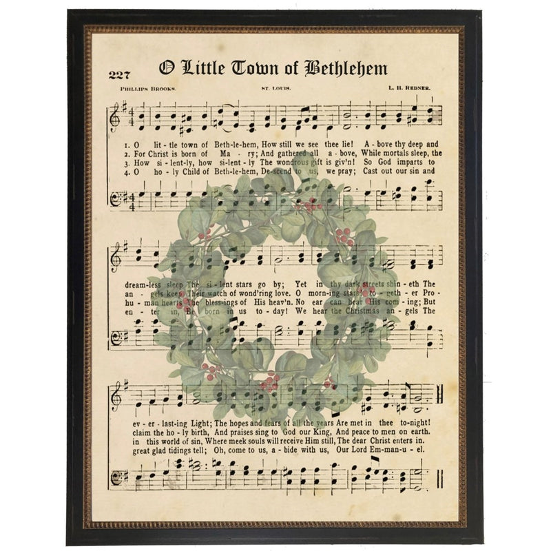 Christmas carol sheet music O Little Town of Bethlehem Wall Art