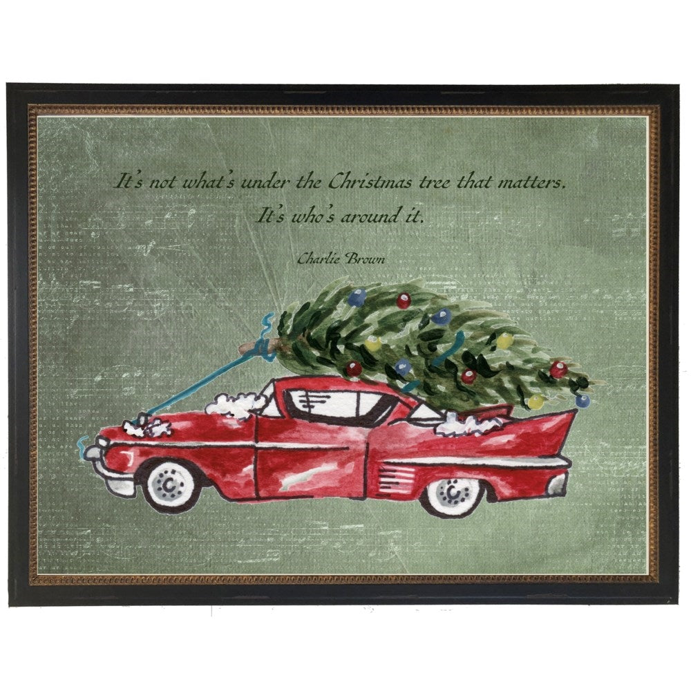 vintage Christmas art car tree Charlie Brown quote