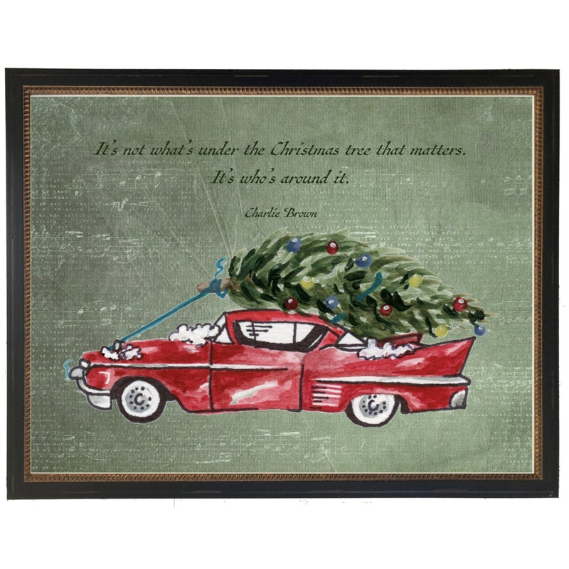 vintage Christmas art car tree Charlie Brown quote
