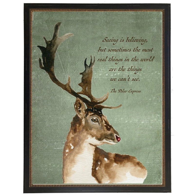 vintage art Christmas quote Polar Express reindeer