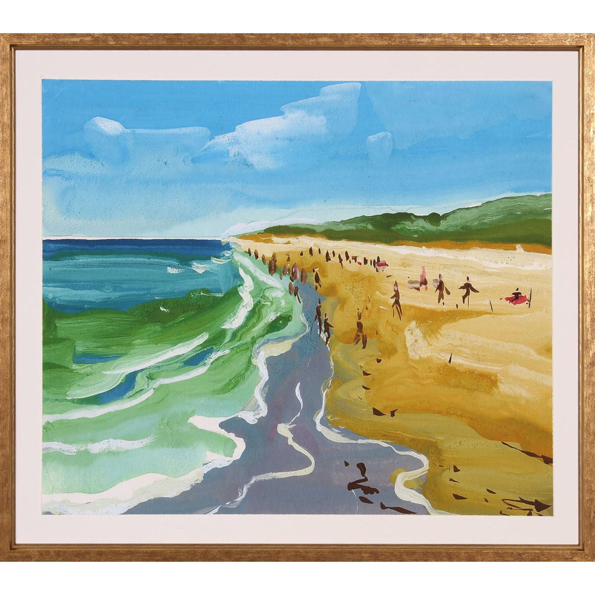 wall art beach colorful gold frame giclee