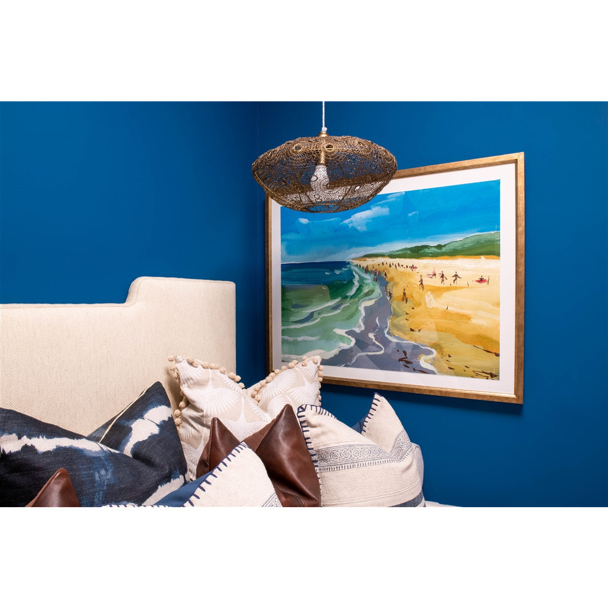 wall art beach colorful gold frame giclee