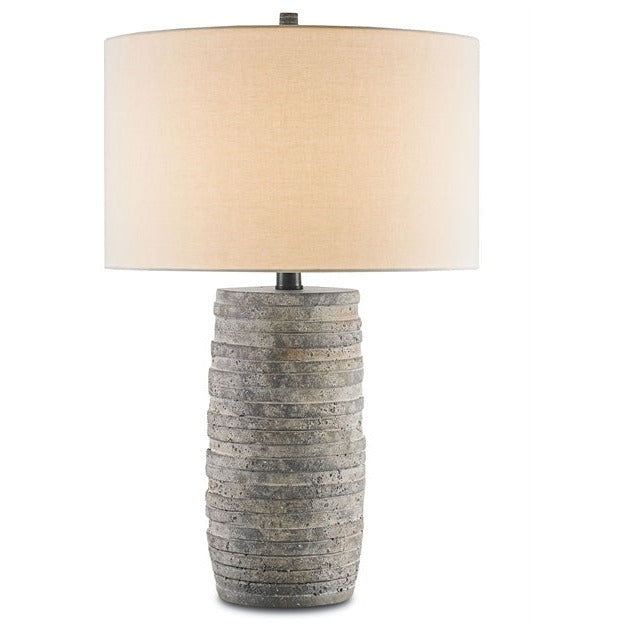 terracotta rustic gray base vanilla linen shade table lamp