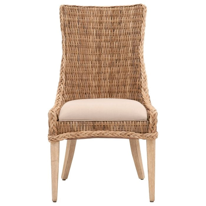 organic wicker natural dining chair linen seat