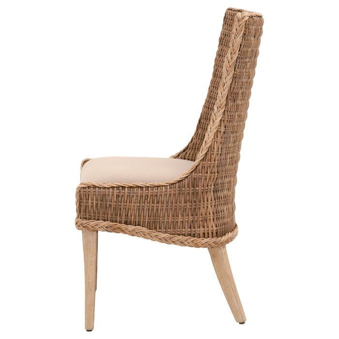 organic wicker natural dining chair linen seat
