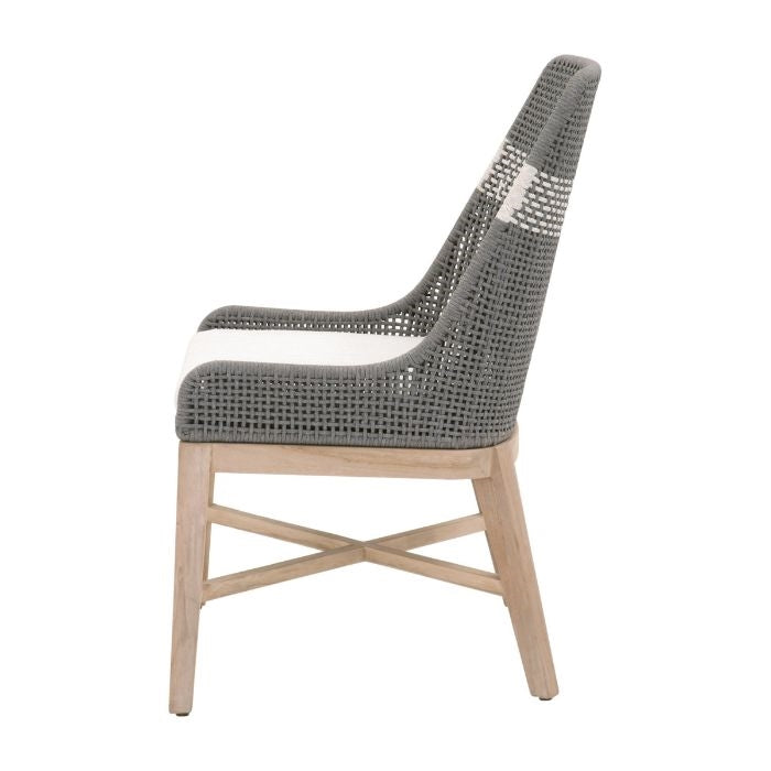 outdoor dining chair gray white rope natural