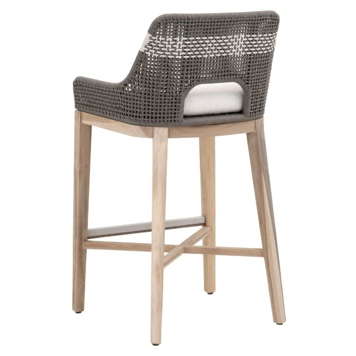 outdoor barstool gray white rope natural