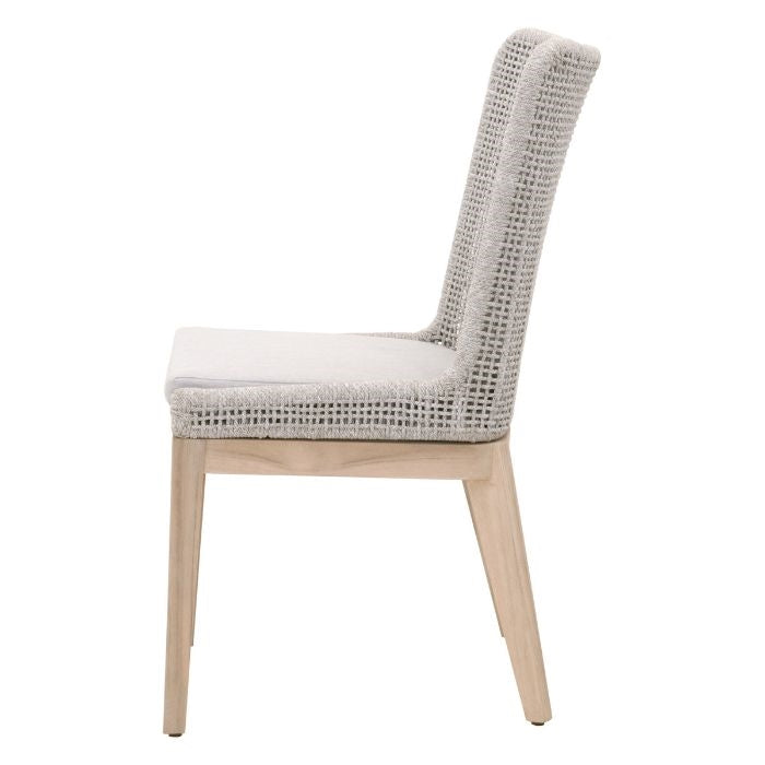 dining chair mahogany neutral mesh outdoor rope