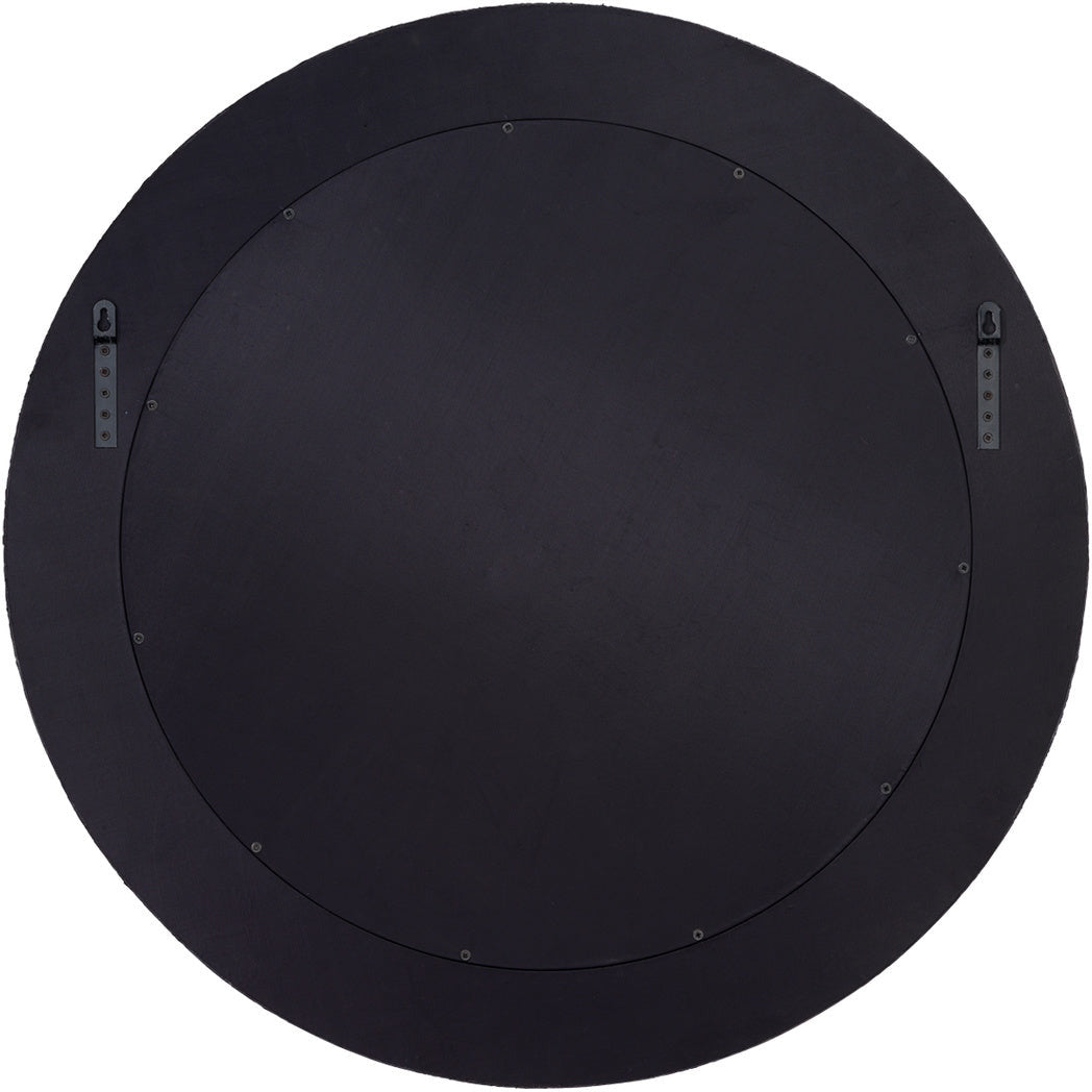 round wall mirror dark espresso hide x-rivets antique brass