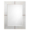 white hair-on-hide leather wall mirror