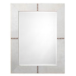 white hair-on-hide leather wall mirror