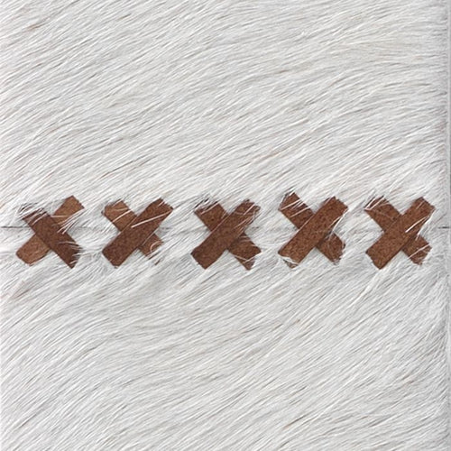 white hair-on-hide leather wall mirror
