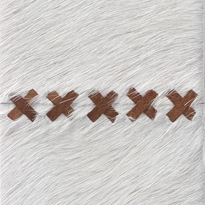 white hair-on-hide leather wall mirror