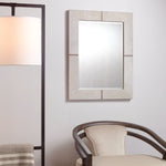 white hair-on-hide leather wall mirror