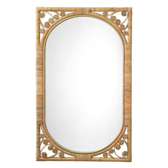 rattan frame wall mirror