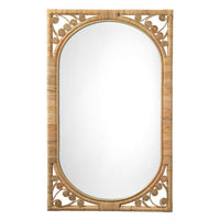 rattan frame wall mirror