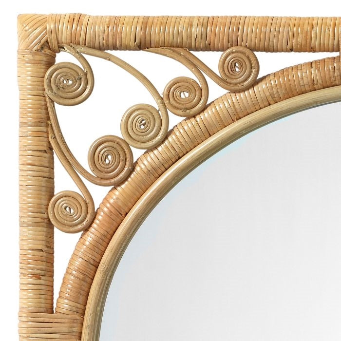 rattan frame wall mirror