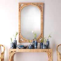 rattan frame wall mirror
