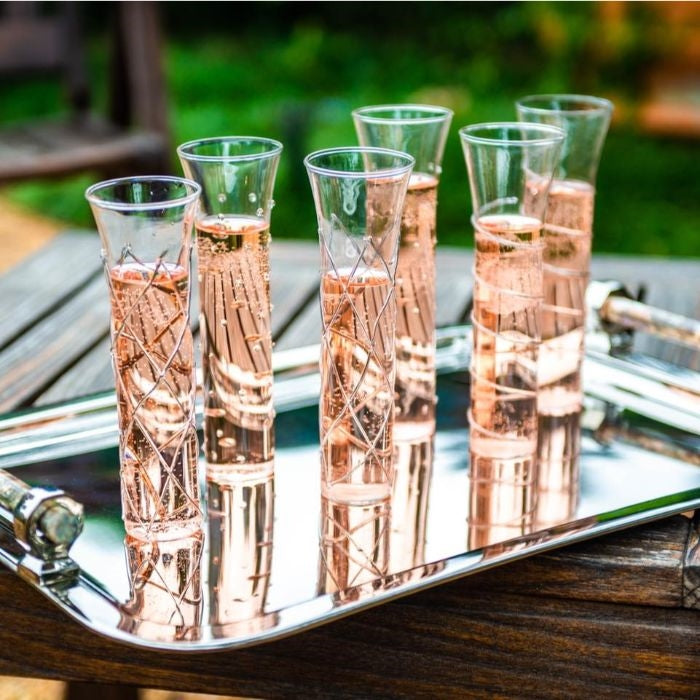 Champagne Flutes - Glass with Clear Accents (set of 6)