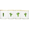 set 4 green cactus drinking glasses gold rim pitcher