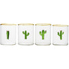 set 4 green cactus drinking glasses gold rim pitcher