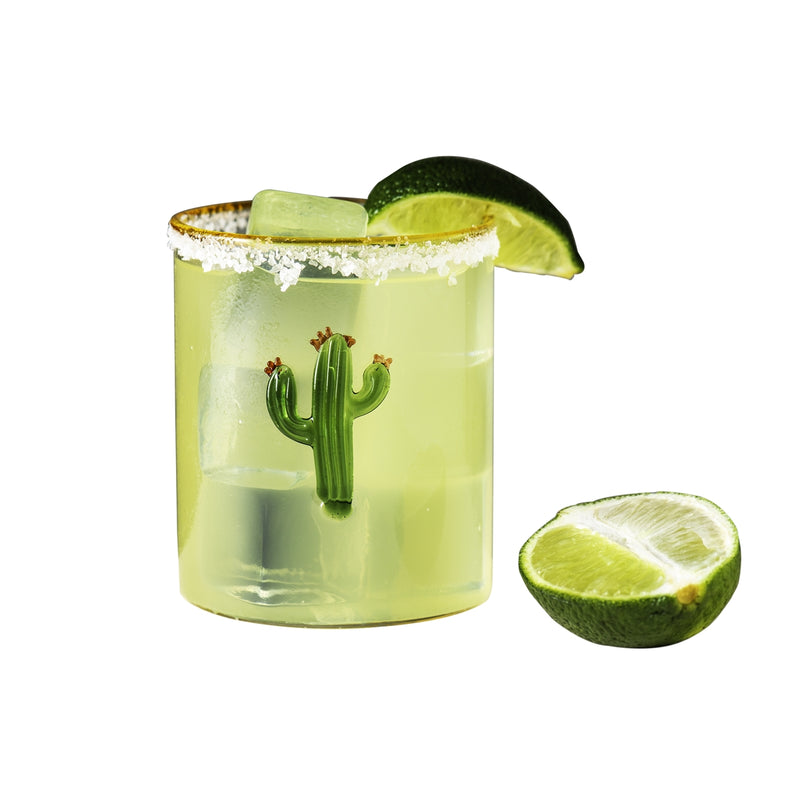 set 4 green cactus drinking glasses gold rim pitcher