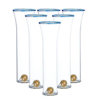 champagne glass set gold ball base blue trim