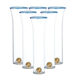 champagne glass set gold ball base blue trim