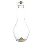 decanter glass gold ball base blue trim