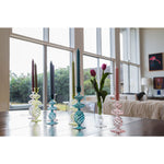 Glass Candlestick - Green Swirl (size options)