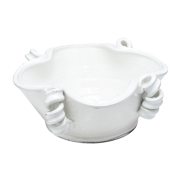 white bowl coiled accents free-form shape