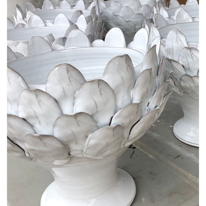 off white footed centerpiece artichoke decor