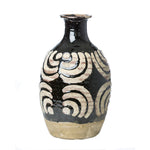 black cream half circles Moroccan ceramic vase