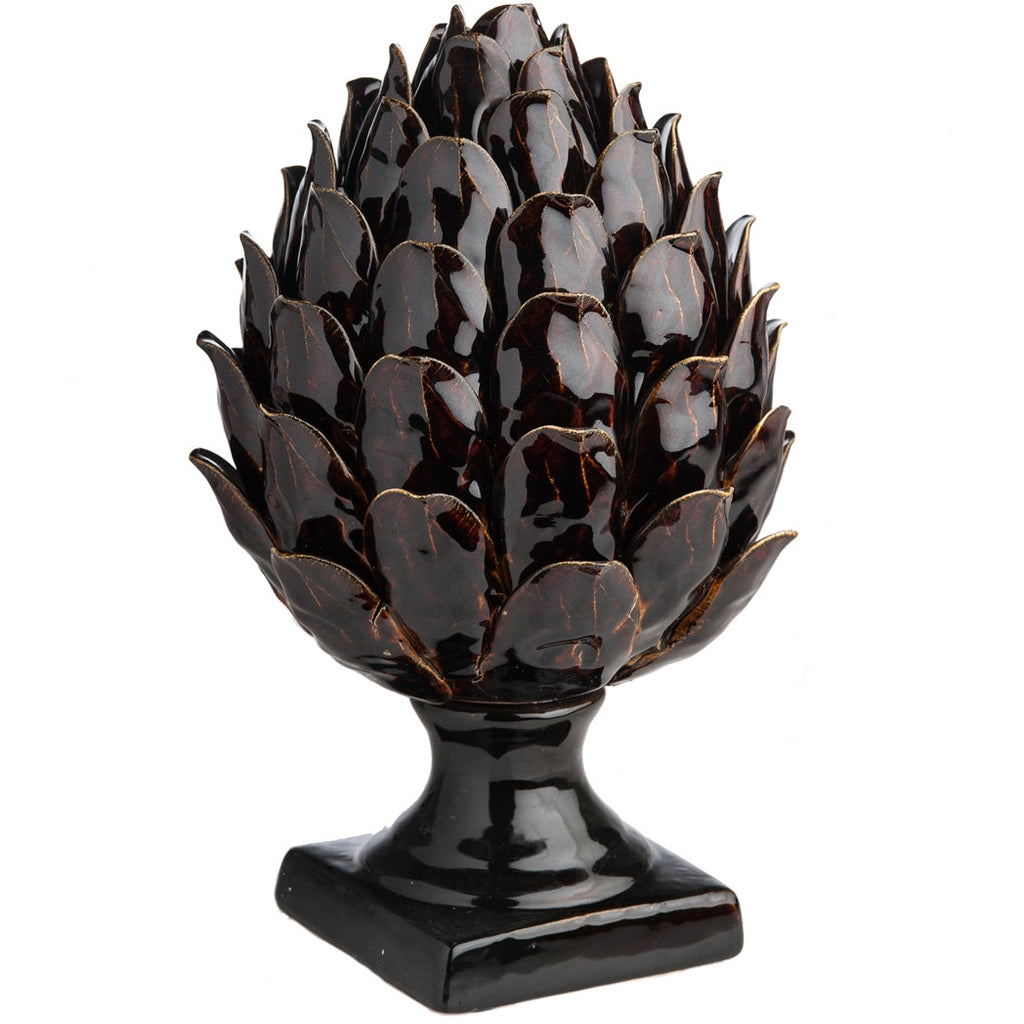 brown ceramic pedestal artichoke