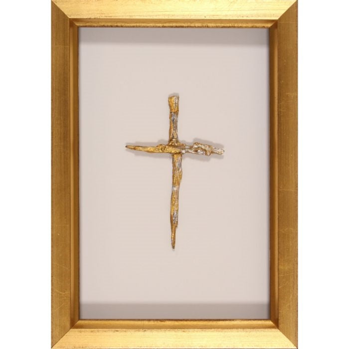 gold silver cross framed decor