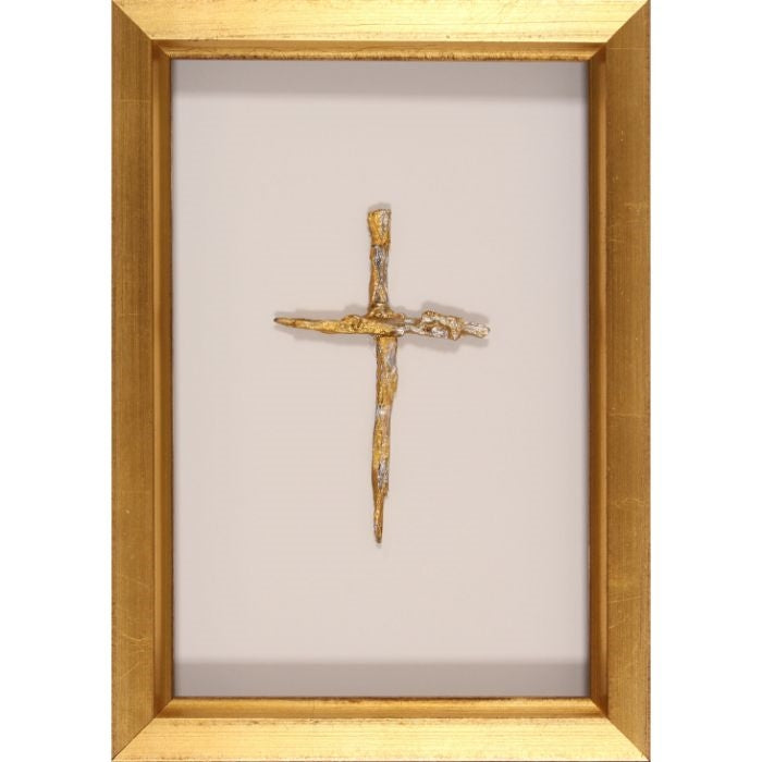 gold silver cross framed decor