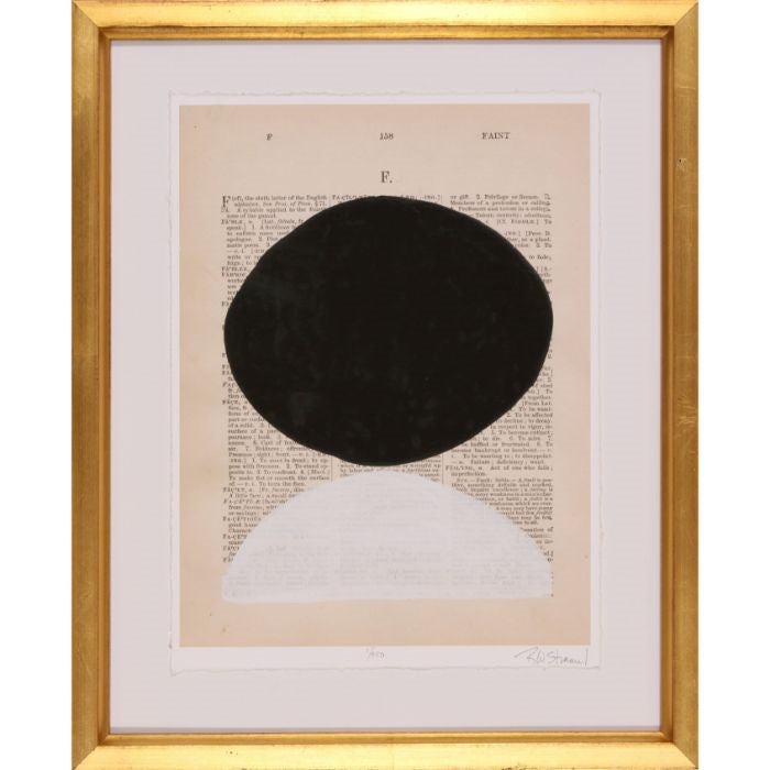 pressed glass gold wood frame black white