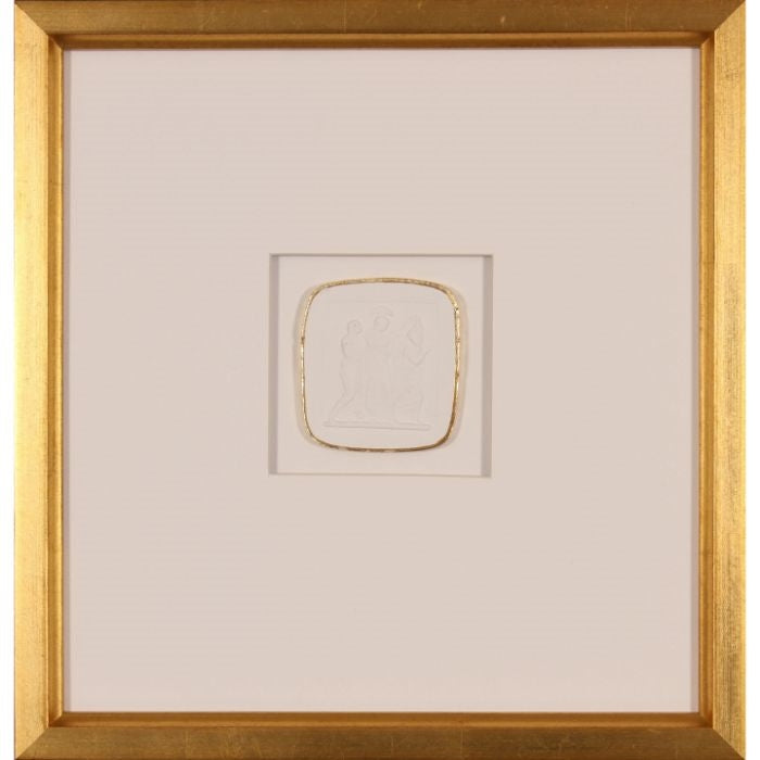 wood frame white gold foil intaglio square